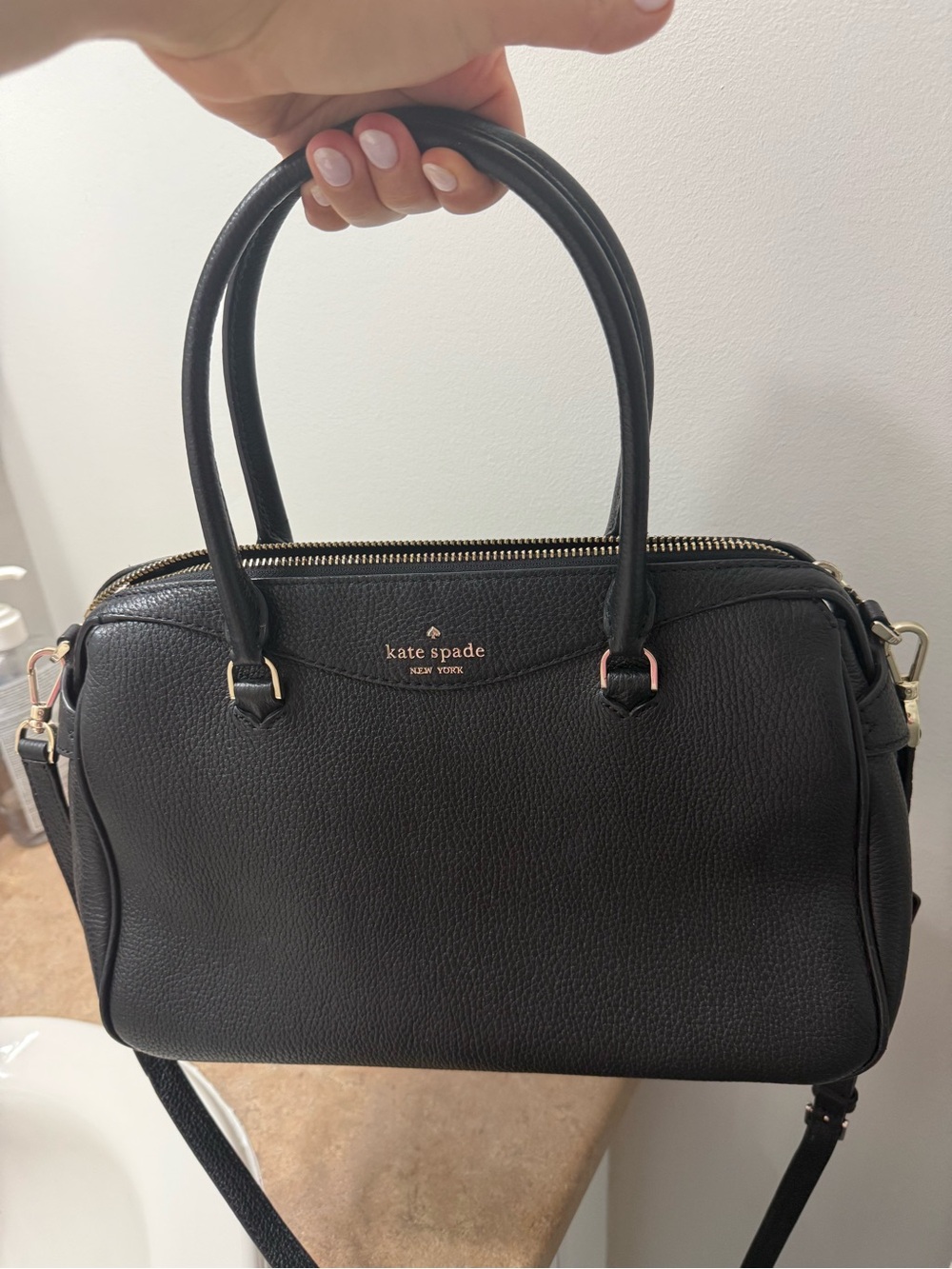 kate spade Black Pebbled Leather Satchel with Gold Hardware - Picture 3 of 4